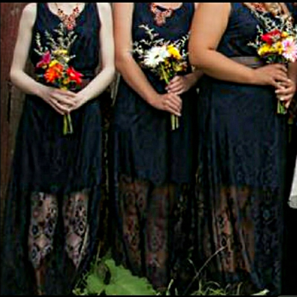 Nwot lace maxi dress dark Navy blue sleeveless